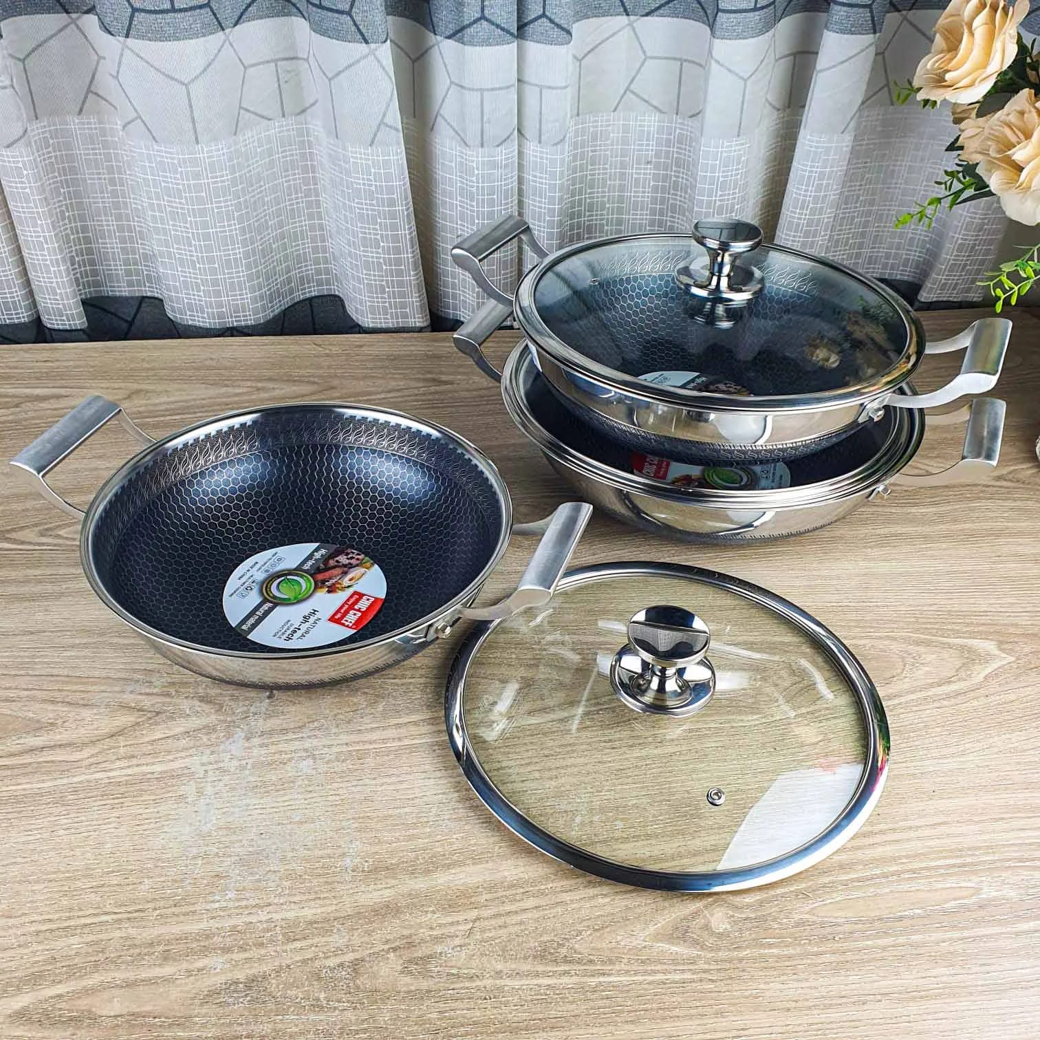 Deep korai with glass lid Germany Technology Both side Honeycomb