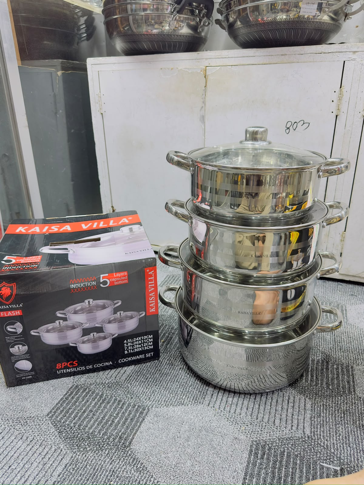 4 Pcs Stainless Steel Cookware Set with Lid KV-1009