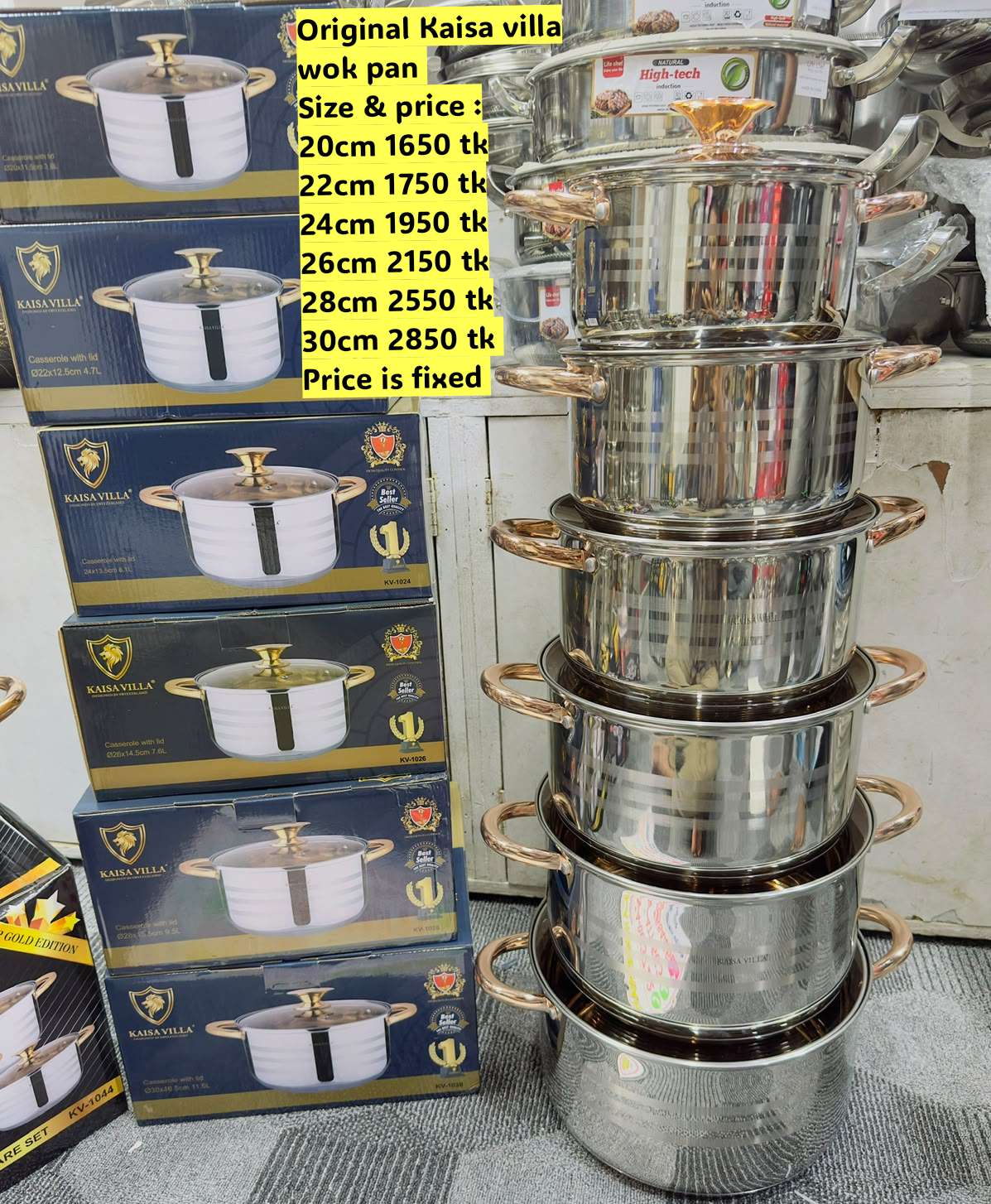 Single Original Kaisa Villa Stainless Steel Wok Pan